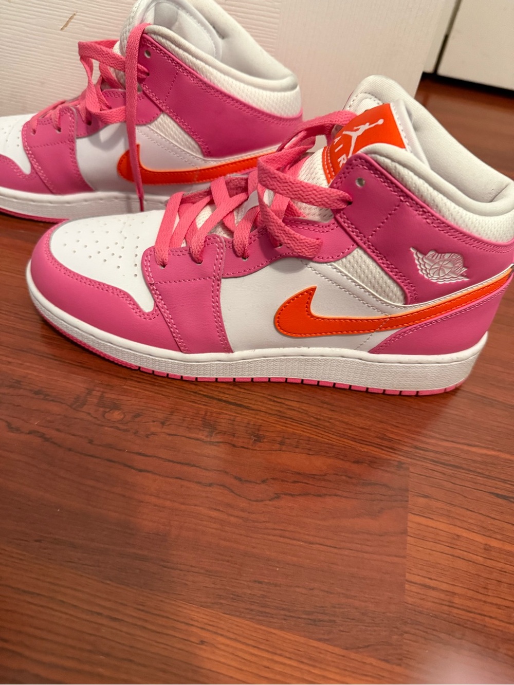 Nike Kids High-Top Sneakers in Pink and Orange